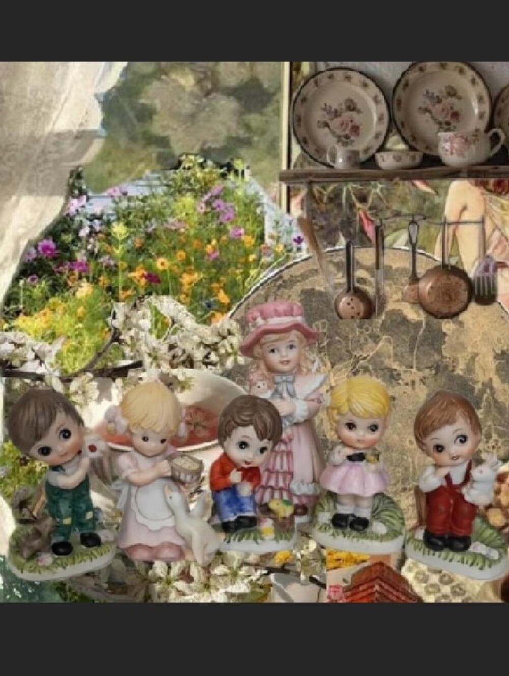 Lot Of 6 Vintage Bisque & HOMCO Porcelain Boys & Girls W/ Animals Figurines